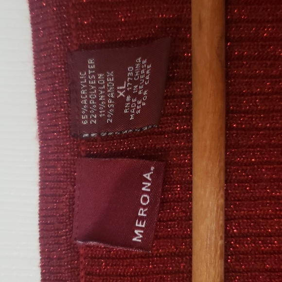 Ruby Red Metallic Ribbed Cardigan - Picture 2 of 5